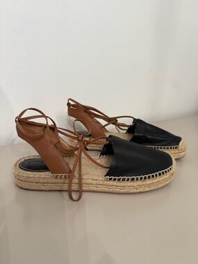 Coach Classic Lace-Up Espadrille Flats in Black and Brown